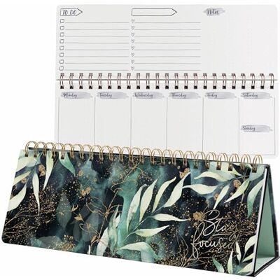 Sigel JP103 Jolie Weekly planner undated, Glamorous Leaves, 100 gsm, 30 x 11,4 cm, hardcover, 124 pages, Green, Black, gold Sigel JP103 Jolie Weekly planner undated, Glamorous Leaves, 100 gsm, 30 x 11,4 cm, hardcover, 124 pages, Green, Black, gold