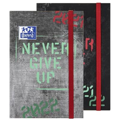Oxford Academic Diary 2021/2022, Never Give Up, 1 Week on 2 Pages, 64 Sheets, 12 x 18 cm, Random Motif Black or Grey No Colour Desired Possible Oxford Academic Diary 2021/2022, Never Give Up, 1 Week on 2 Pages, 64 Sheets, 12 x 18 cm, Random Motif Black or Grey No Colour Desired Possible
