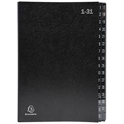 Exacompta Ref 57032E Multipart File 250 x 330mm in Size, Suitable for A4 Documents, 270gsm Recycled Card, Expanding Spine, 32 Sections (Labelled 1-31) Black Exacompta Ref 57032E Multipart File 250 x 330mm in Size, Suitable for A4 Documents, 270gsm Recycled Card, Expanding Spine, 32 Sections (Labelled 1-31) Black