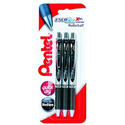 Pentel Energel Xm Retractable Triple Pack, Black Pentel Energel Xm Retractable Triple Pack, Black