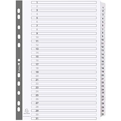 Exacompta Ref MWD1-31Z Mylar Printed Indices For Use WithA4 Documents, Pre-Punched, 160gsm White Card with Reinforced Plastic Tabs, FSC-Certified 31-Part Dividers (1-31) Exacompta Ref MWD1-31Z Mylar Printed Indices For Use WithA4 Documents, Pre-Punched, 160gsm White Card with Reinforced Plastic Tabs, FSC-Certified 31-Part Dividers (1-31)