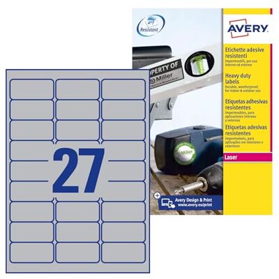 Avery L6011-20 Silver Laser Polyester Labels - Labels Avery L6011-20 Silver Laser Polyester Labels - Labels
