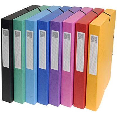 Exacompta Pack 8 Assorted Filing Boxes ExaBox A4 Spine 2.5cm Organise Exacompta Pack 8 Assorted Filing Boxes ExaBox A4 Spine 2.5cm Organise