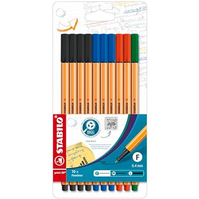 STABILO point 88 Fineliner - 10 Colors, 0.4mm Tip - Marker STABILO point 88 Fineliner - 10 Colors, 0.4mm Tip - Marker