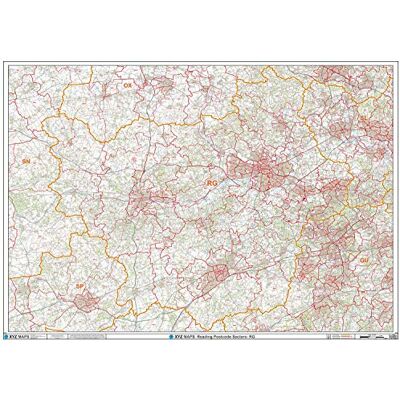 XYZ Maps Reading RG Postcode Wall Map Plastic Coated XYZ Maps Reading RG Postcode Wall Map Plastic Coated