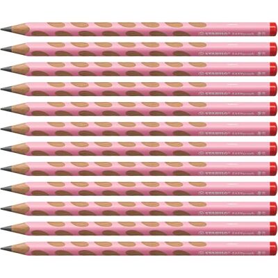 STABILO EASYgraph Pastel Ergonomic Graphite Pencil Right-Handed Pack of 12 Pastel Pink Degree HB STABILO EASYgraph Pastel Ergonomic Graphite Pencil Right-Handed Pack of 12 Pastel Pink Degree HB