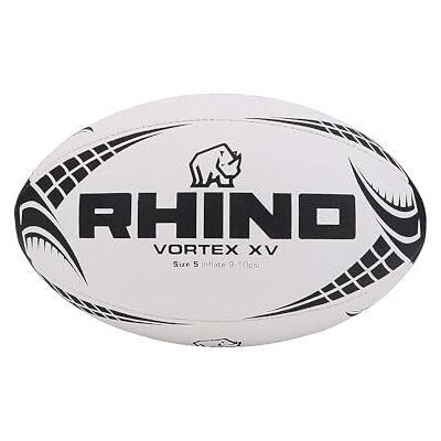 Rhino Unisex Vortex XV Rugby Ball, White, Size 5 Rhino Unisex Vortex XV Rugby Ball, White, Size 5