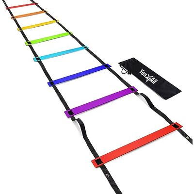 Yes4All Agility Ladder 8/12/20 Rungs, up to 7.6M, Football Ladder Training, Speed Training Equipment, Workout Ladder, Exercise Ladder for Soccer, Football, Rugby, Tennis, Basketball Practice Yes4All Agility Ladder 8/12/20 Rungs, up to 7.6M, Football Ladder Training, Speed Training Equipment, Workout Ladder, Exercise Ladder for Soccer, Football, Rugby, Tennis, Basketball Practice