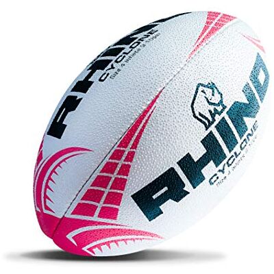 Rhino Cyclone Rugby Ball White/Red Size 4 Rhino Cyclone Rugby Ball White/Red Size 4