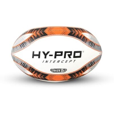 Hy-Pro Intercept International Rugby Ball Rugby Ball for Kids and Adults, For Use in the Garden, Recreation and Matches Orange, Size 5 Hy-Pro Intercept International Rugby Ball Rugby Ball for Kids and Adults, For Use in the Garden, Recreation and Matches Orange, Size 5