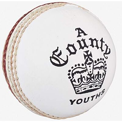 Readers County Crown Cricket Ball 4.75oz, Red/White, Youths Readers County Crown Cricket Ball 4.75oz, Red/White, Youths