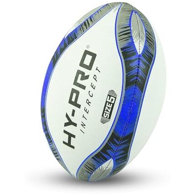 Hy-Pro Intercept Rugby Ball Rugby Ball for Kids and Adults, For Use in the Garden, Recreation and Matches Official Size 5 Training Ball, Blue Hy-Pro Intercept Rugby Ball Rugby Ball for Kids and Adults, For Use in the Garden, Recreation and Matches Official Size 5 Training Ball, Blue