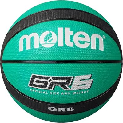 Molten GR Premium Rubber Basketball Indoor/Outdoor Play Durable Pro Pebble Grip Texture Reaction Training Size 6 For Boys age 12-14, Girls age 14 plus & Adults Green & Black Molten GR Premium Rubber Basketball Indoor/Outdoor Play Durable Pro Pebble Grip Texture Reaction Training Size 6 For Boys age 12-14, Girls age 14 plus & Adults Green & Black