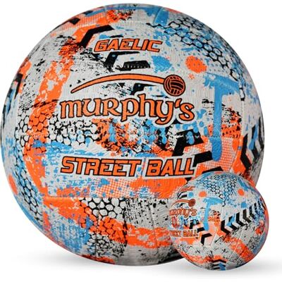 Murphy 's Gaelic Street Trainer Footballs, Durable Vulcanised Rubber, Long Lasting Grip for Hard Surfaces, Size 4, White/Fluo Orange/Cyan, 5 Murphy 's Gaelic Street Trainer Footballs, Durable Vulcanised Rubber, Long Lasting Grip for Hard Surfaces, Size 4, White/Fluo Orange/Cyan, 5