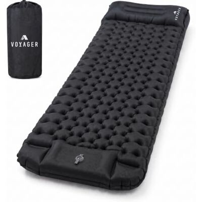 Voyager Single Sleeping Pad Ergonomic Design Durable 40D Nylon + TPU Easy Inflation/Deflation Compact & Lightweight Ideal for Camping, Hiking, and Outdoor Adventures Black Voyager Single Sleeping Pad Ergonomic Design Durable 40D Nylon + TPU Easy Inflation/Deflation Compact & Lightweight Ideal for Camping, Hiking, and Outdoor Adventures Black