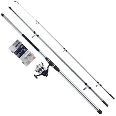 Shakespeare SALT Surf Slayer Combo Set, Fishing Rod and Reel Combo, Spinning Combo Includes Hard Case Tackle Box, Lures and End Tackle, Sea Surfcasting Fishing, Blue & White, 4.20m 112-170g Shakespeare SALT Surf Slayer Combo Set, Fishing Rod and Reel Combo, Spinning Combo Includes Hard Case Tackle Box, Lures and End Tackle, Sea Surfcasting Fishing, Blue & White, 4.20m 112-170g