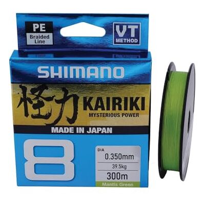 SHIMANO Kairiki 8, 300 Meter, Mantis Verde 0.350 mm/39.5 kg, Braided Fishing Line, 59Wpla68R0A SHIMANO Kairiki 8, 300 Meter, Mantis Verde 0.350 mm/39.5 kg, Braided Fishing Line, 59Wpla68R0A