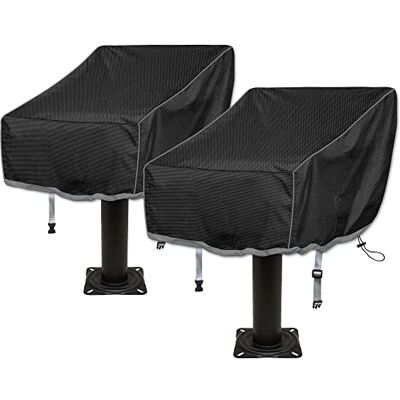 Kintaki Boat Folding Seat Cover, 2 Pack 600D Waterproof Fishing Chair Cover, Outdoor Waterproof Pedestal Pontoon Captain Boat Bench Chair Seat Cover, 20" L x 19" W x 14" H Black Kintaki Boat Folding Seat Cover, 2 Pack 600D Waterproof Fishing Chair Cover, Outdoor Waterproof Pedestal Pontoon Captain Boat Bench Chair Seat Cover, 20" L x 19" W x 14" H Black