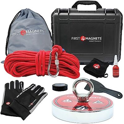 FIRST4MAGNETS 1,000kg Pull Apollo Magnet Fishing Kit with Super High Power 140mm Neodymium Magnet Gloves, Thread Locker, 20M Rope, Cloth, Bag, Tape and Branded Box Recovery & Treasure Hunting FIRST4MAGNETS 1,000kg Pull Apollo Magnet Fishing Kit with Super High Power 140mm Neodymium Magnet Gloves, Thread Locker, 20M Rope, Cloth, Bag, Tape and Branded Box Recovery & Treasure Hunting