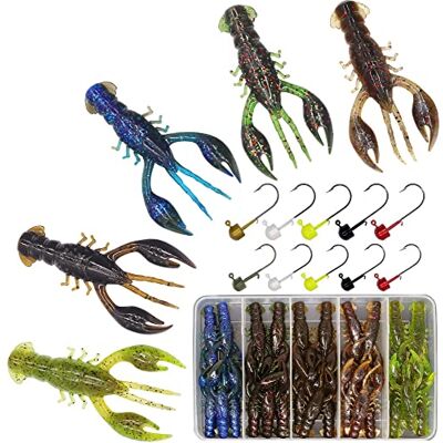 XFISHMAN -Ned-Rig-Baits-Kit-35 Piece-Crawfish-Bass-Soft-Plastic-Fishing-Lures with Finesse Shroom Jig Head 2.5 inch XFISHMAN -Ned-Rig-Baits-Kit-35 Piece-Crawfish-Bass-Soft-Plastic-Fishing-Lures with Finesse Shroom Jig Head 2.5 inch