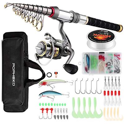 mouhike SupsShop Fishing Rod & Reel Combo Telescopic Pole Set With Spinning Reel, Line, Lures, Hooks & Carrier Bag Saltwater & Freshwater Fishing Gear for Kids to Adults Professionals 2.4M/7.87FT mouhike SupsShop Fishing Rod & Reel Combo Telescopic Pole Set With Spinning Reel, Line, Lures, Hooks & Carrier Bag Saltwater & Freshwater Fishing Gear for Kids to Adults Professionals 2.4M/7.87FT