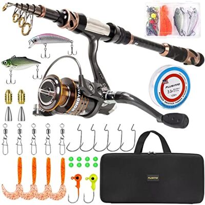 PLUSINNO Fishing Rod and Reel Combos -24 Ton Carbon Fiber Telescopic Fishing Pole Spinning Reel 12 +1 Shielded Bearings Stainless Steel BB-Free Carrier Bag Case, Travel Saltwater Freshwater Fishing PLUSINNO Fishing Rod and Reel Combos -24 Ton Carbon Fiber Telescopic Fishing Pole Spinning Reel 12 +1 Shielded Bearings Stainless Steel BB-Free Carrier Bag Case, Travel Saltwater Freshwater Fishing