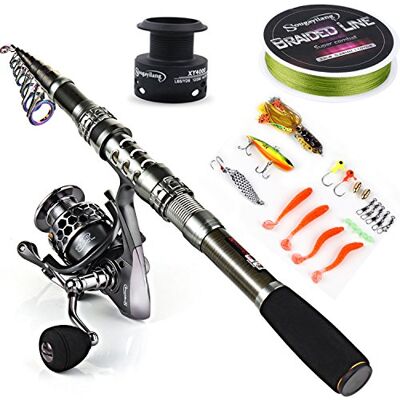 Sougayilang Telescopic Fishing Rod Reel Combos with Carbon Fiber Fishing Pole Spinning Reels and Fishing Accessories for Travel Ocean Saltwater Freshwater Fishing(1.8M/5.91FT) Sougayilang Telescopic Fishing Rod Reel Combos with Carbon Fiber Fishing Pole Spinning Reels and Fishing Accessories for Travel Ocean Saltwater Freshwater Fishing(1.8M/5.91FT)