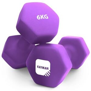 KAYMAN Neoprene Dumbbells Pair with Anti-Slip Grip,Hex Edges,Water-Resistant Surface & Workout Poster-Weight Set for Home, Gym & Fitness (1kg 2kg 3kg 4kg 5kg 6kg 8kg 10kg) (2 x 6 Kg) KAYMAN Neoprene Dumbbells Pair with Anti-Slip Grip,Hex Edges,Water-Resistant Surface & Workout Poster-Weight Set for Home, Gym & Fitness (1kg 2kg 3kg 4kg 5kg 6kg 8kg 10kg) (2 x 6 Kg)
