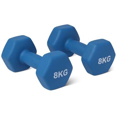 Amazon Basics Neoprene Dumbbell Weights Set, Pair of 8 kg Amazon Basics Neoprene Dumbbell Weights Set, Pair of 8 kg