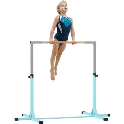 HOMCOM Kids Gymnastics Bar - Adjustable Steel Training - Light Blue HOMCOM Kids Gymnastics Bar - Adjustable Steel Training - Light Blue