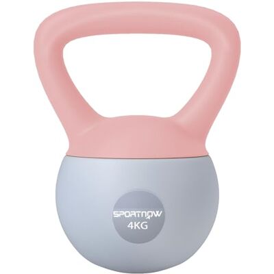 SPORTNOW Soft Kettlebell, 4kg Kettle Bell with Non-Slip Handle for Home Gym Weight Lifting and Strength Training, Pink and Grey SPORTNOW Soft Kettlebell, 4kg Kettle Bell with Non-Slip Handle for Home Gym Weight Lifting and Strength Training, Pink and Grey