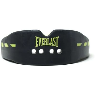 Everlast Evershield Double Gum Shield Black/Green, Boxing & Rugby Double-layer mouth guard with shock-absorbent frame, boil & bite fit and centre breath channel for boxing, rugby and MMA. Everlast Evershield Double Gum Shield Black/Green, Boxing & Rugby Double-layer mouth guard with shock-absorbent frame, boil & bite fit and centre breath channel for boxing, rugby and MMA.