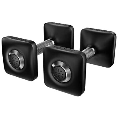Peloton Dumbbells Ergonomically Designed Pair of Cast Iron Weights With Urethane Coating and Nonslip Grip, Available in Set of Two, Black, 6.8 kg Peloton Dumbbells Ergonomically Designed Pair of Cast Iron Weights With Urethane Coating and Nonslip Grip, Available in Set of Two, Black, 6.8 kg