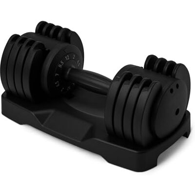 Amazon Basics Adjustable Dumbbell, 5 Weight Settings from 2kg to 12kg, Single Dumbbell for Home Gym Strength Training Workout, Black Amazon Basics Adjustable Dumbbell, 5 Weight Settings from 2kg to 12kg, Single Dumbbell for Home Gym Strength Training Workout, Black