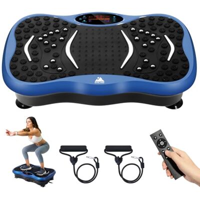 EVOLAND Vibration Plate Exercise Machine, Vibration Fitness Trainer with Bluetooth Speaker 5 Program Modes 2 Resistance Bands, Home Exercise Equipment for Fitness Body Toning-Blue EVOLAND Vibration Plate Exercise Machine, Vibration Fitness Trainer with Bluetooth Speaker 5 Program Modes 2 Resistance Bands, Home Exercise Equipment for Fitness Body Toning-Blue