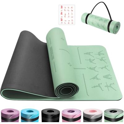 OUTDOUSE Yoga Mat with Alignment Lines TPE Mat With Alignment Lines,Non-Slip,For Sports Exercise Gymnastics,Pilates,Home, Travel, Men,With Storage Straps OUTDOUSE Yoga Mat with Alignment Lines TPE Mat With Alignment Lines,Non-Slip,For Sports Exercise Gymnastics,Pilates,Home, Travel, Men,With Storage Straps