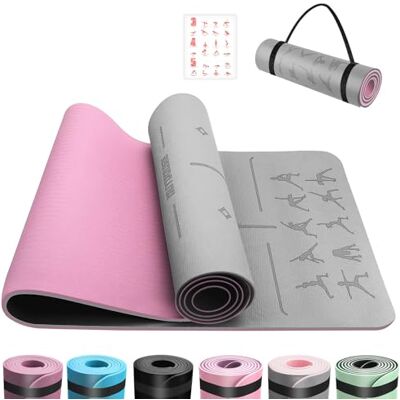 OUTDOUSE Yoga Mat with Alignment Lines TPE Mat With Alignment Lines,Non-Slip,For Sports Exercise Gymnastics,Pilates,Home, Travel, Men,With Storage Straps OUTDOUSE Yoga Mat with Alignment Lines TPE Mat With Alignment Lines,Non-Slip,For Sports Exercise Gymnastics,Pilates,Home, Travel, Men,With Storage Straps