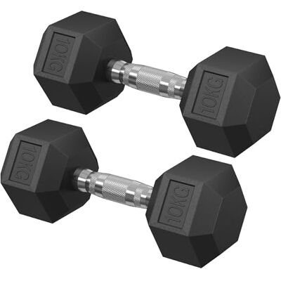 SONGMICS Dumbbell Set, Pair of Hexagonal Dumbbells, Total 20 kg, Workout, Fitness Training, Weightlifting at Home, Gym, Ink Black SYL010B01 SONGMICS Dumbbell Set, Pair of Hexagonal Dumbbells, Total 20 kg, Workout, Fitness Training, Weightlifting at Home, Gym, Ink Black SYL010B01