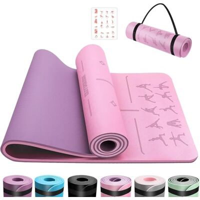 OUTDOUSE Yoga Mat with Alignment Lines TPE Mat With Alignment Lines,Non-Slip,For Sports Exercise Gymnastics,Pilates,Home, Travel, Men,With Storage Straps OUTDOUSE Yoga Mat with Alignment Lines TPE Mat With Alignment Lines,Non-Slip,For Sports Exercise Gymnastics,Pilates,Home, Travel, Men,With Storage Straps