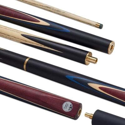 POWERGLIDE VI 3/4 Jointed Snooker Cue – Ash Shaft, Hand Spliced Ebony Butt, Veneer Design, Brass Joint, Pro Tip, 6” Extension – Performance Cue for Improving & League Players POWERGLIDE VI 3/4 Jointed Snooker Cue – Ash Shaft, Hand Spliced Ebony Butt, Veneer Design, Brass Joint, Pro Tip, 6” Extension – Performance Cue for Improving & League Players