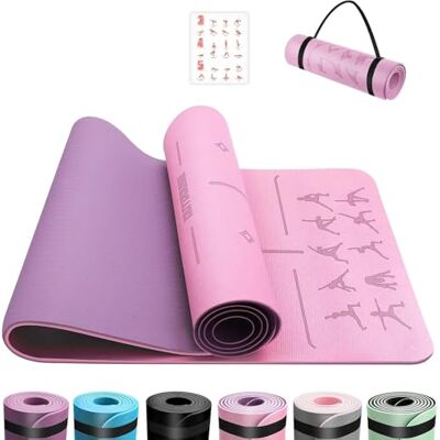 OUTDOUSE Yoga Mat with Alignment Lines TPE Mat With Alignment Lines,Non-Slip,For Sports Exercise Gymnastics,Pilates,Home, Travel, Men,With Storage Straps OUTDOUSE Yoga Mat with Alignment Lines TPE Mat With Alignment Lines,Non-Slip,For Sports Exercise Gymnastics,Pilates,Home, Travel, Men,With Storage Straps