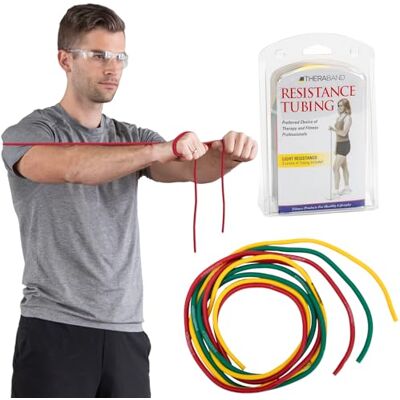 Theraband Resistance Tubing 7.5m Red Green Light Latex Resistance Tube for Physiotherapy, Mobility Exercises & Progressive Strength Training Theraband Resistance Tubing 7.5m Red Green Light Latex Resistance Tube for Physiotherapy, Mobility Exercises & Progressive Strength Training