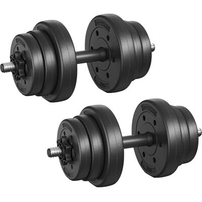 SONGMICS Dumbbell Set Adjustable Dumbbells Extra Barbell Bar, Plastic-Coated Weight Plates, Fitness Exercise, Home Gym SONGMICS Dumbbell Set Adjustable Dumbbells Extra Barbell Bar, Plastic-Coated Weight Plates, Fitness Exercise, Home Gym