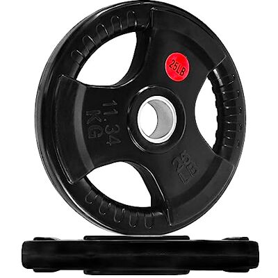Signature Fitness Olympic 2-Inch Cast Iron Plate Weight Plate for Strength Training and Weightlifting, Rubber Coated Style, 25LB Pair Signature Fitness Olympic 2-Inch Cast Iron Plate Weight Plate for Strength Training and Weightlifting, Rubber Coated Style, 25LB Pair