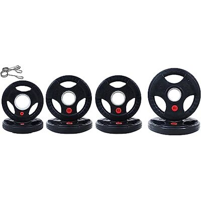 Signature Fitness Olympic 2-Inch Cast Iron Plate Weight Plate for Strength Training and Weightlifting, Rubber Coate Style, 45LB Set Signature Fitness Olympic 2-Inch Cast Iron Plate Weight Plate for Strength Training and Weightlifting, Rubber Coate Style, 45LB Set