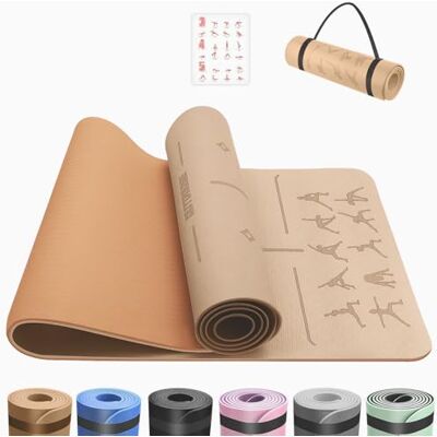 OUTDOUSE TPE Yoga Mats for Women TPE Mat With Alignment Lines,Non-Slip,For Sports Exercise Gymnastics,Pilates,Home, Travel, Men,With Storage Straps OUTDOUSE TPE Yoga Mats for Women TPE Mat With Alignment Lines,Non-Slip,For Sports Exercise Gymnastics,Pilates,Home, Travel, Men,With Storage Straps