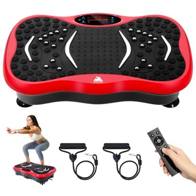 EVOLAND Vibration Plate Exercise Machine, Vibration Fitness Trainer with Bluetooth Speaker 5 Program Modes 2 Resistance Bands, Home Exercise Equipment for Fitness Body Toning-Red EVOLAND Vibration Plate Exercise Machine, Vibration Fitness Trainer with Bluetooth Speaker 5 Program Modes 2 Resistance Bands, Home Exercise Equipment for Fitness Body Toning-Red