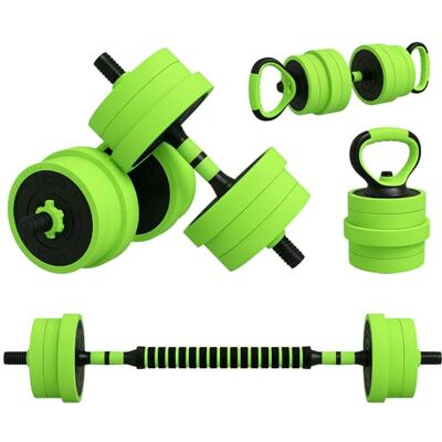 SPORTNOW 6-in-1 Adjustable Weight Dumbbells Set Home Gym 20KG Green SPORTNOW 6-in-1 Adjustable Weight Dumbbells Set Home Gym 20KG Green