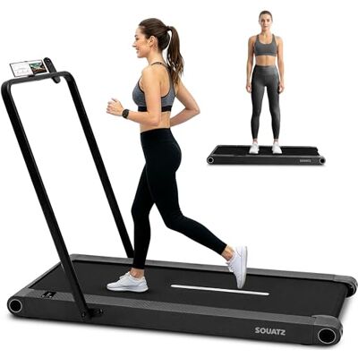 SQUATZ 2‑in‑1 Walking Pad Treadmill with Handlebar & Vibration Plates Compact Walking Pad with LED Display, Device Holder, Quiet 1.0HP Motor & Remote for Home or Office Fitness (Black) SQUATZ 2‑in‑1 Walking Pad Treadmill with Handlebar & Vibration Plates Compact Walking Pad with LED Display, Device Holder, Quiet 1.0HP Motor & Remote for Home or Office Fitness (Black)