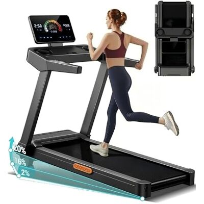 CURSOR FITNESS Foldable Treadmill for Home with 20% Incline, 14KM/H Folding Treadmills with Handles, Portable Indoor Running Machine with 180KG Weight Capacity, Large Running Belt and LED Touch Screen CURSOR FITNESS Foldable Treadmill for Home with 20% Incline, 14KM/H Folding Treadmills with Handles, Portable Indoor Running Machine with 180KG Weight Capacity, Large Running Belt and LED Touch Screen